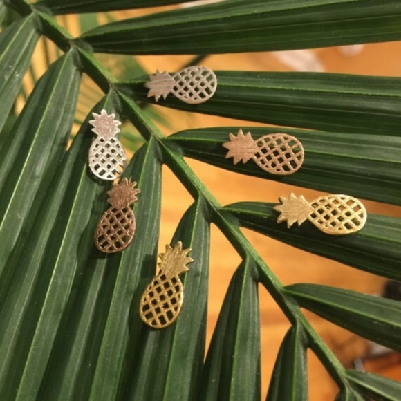 Silver, Gold and Rose Gold Pineapple Earrings - Picture 2 of 3